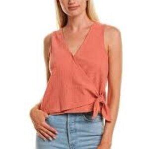 MADEWELL texture and thread Wrap Tie Tank Sweet Dahlia Peach Sleeveless Blouse M